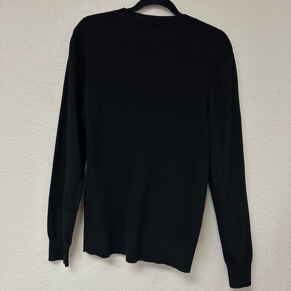 SST and C V- Neck Rib Knit Long Sleeve  Wool Blend Sweater Black XS - Picture 7 of 7